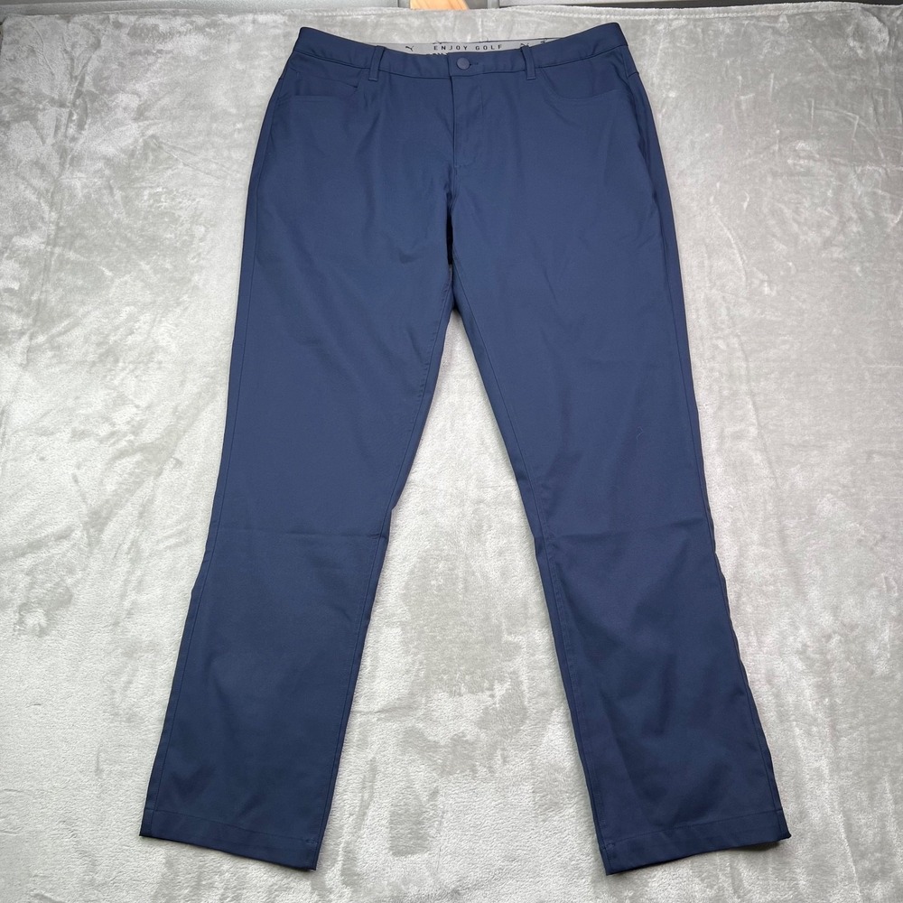 Puma Enjoy Golf Pants Mens 36x32 Blue Dealer 5 Pocket Performance Stretch Preppy